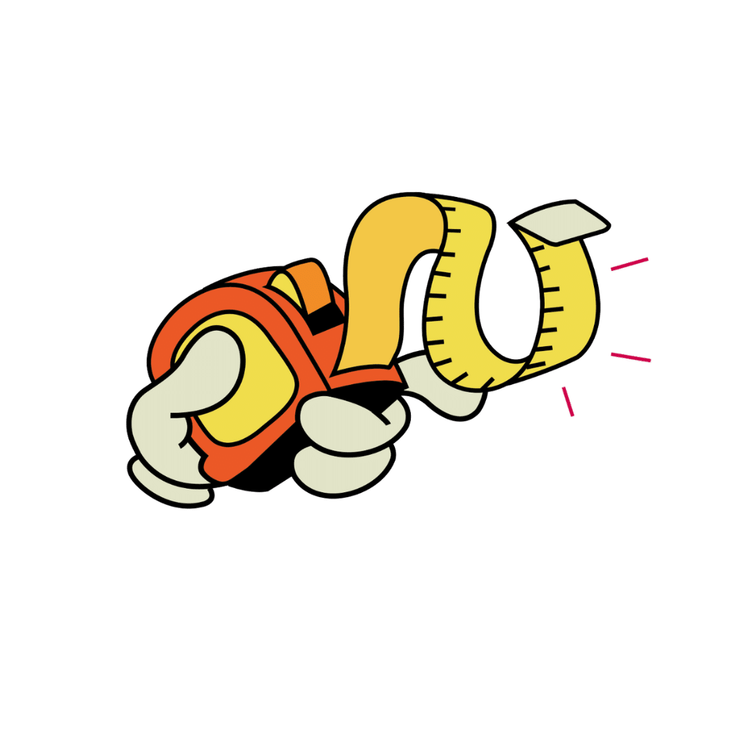 Billy tilbyr gratis målguide for solskjerming. Her er Billys maskot med målebånd.