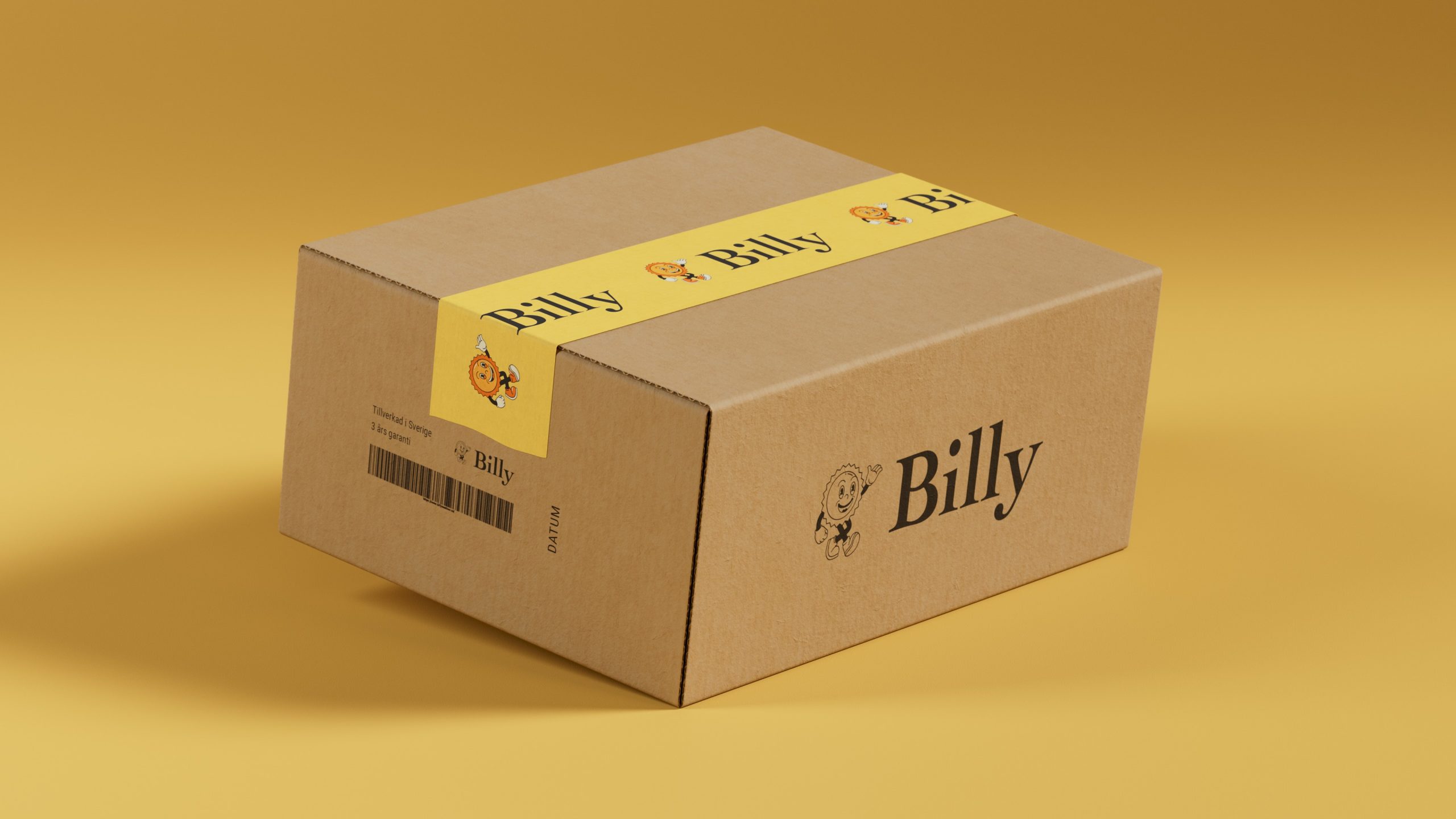 solskjerming levering boks med billy logo